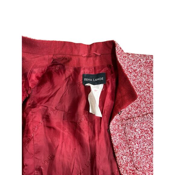 Rena Lange 4US Red Richly Woven Tweed Crop Blazer Jacket Wool Blend Designer - Picture 3 of 9